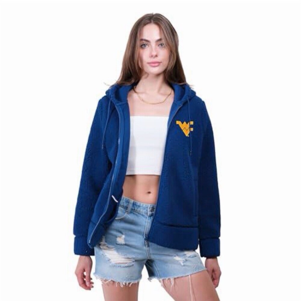 West Virginia Mountaineers WVU Hoodie Jacket Womens XL Blue Full Zip Hooded